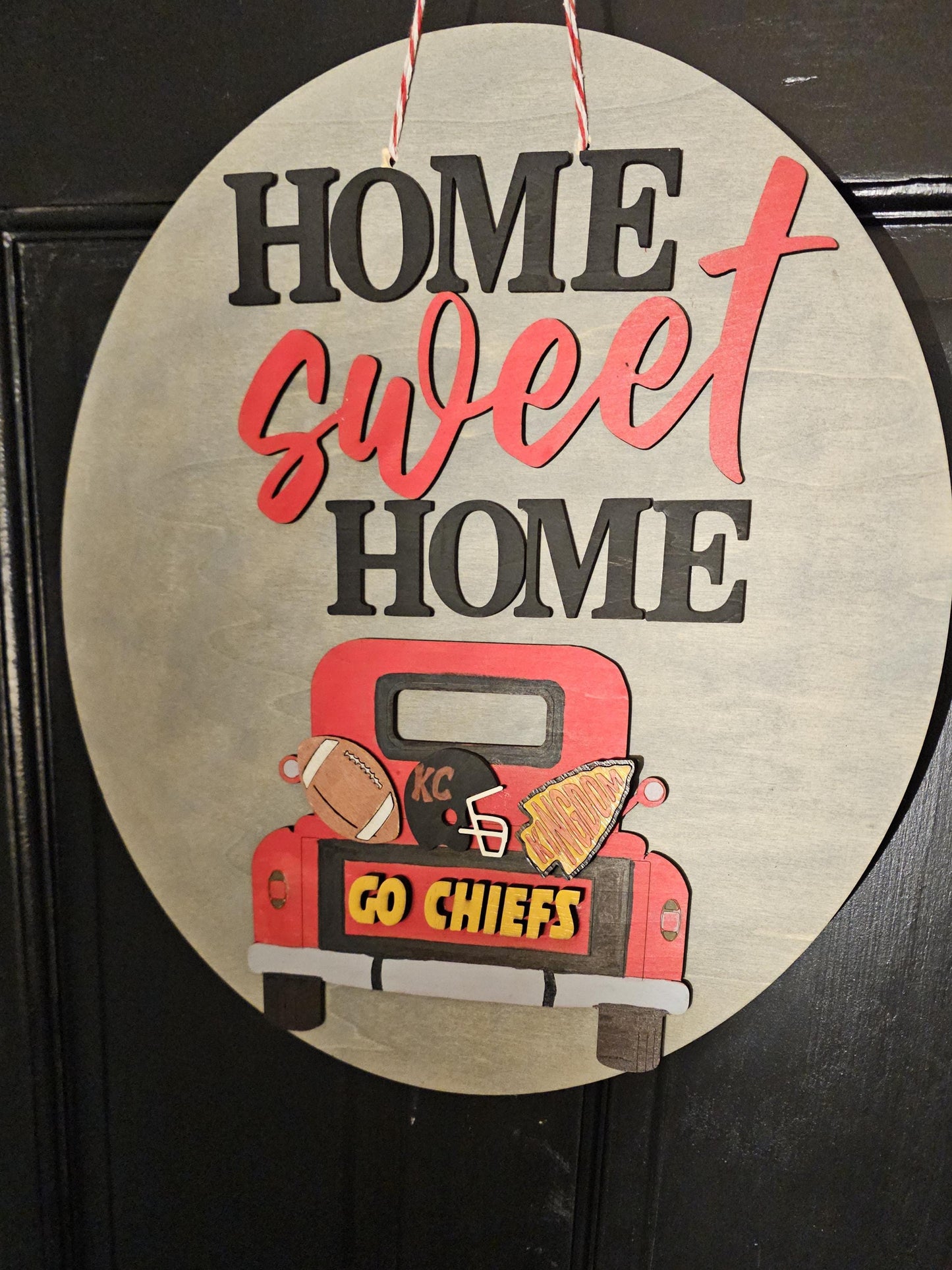 KC Chiefs Door Hanger Craft Kit, DIY Door Hanger, Welcome Sign Craft Kit Wooden Cutouts
