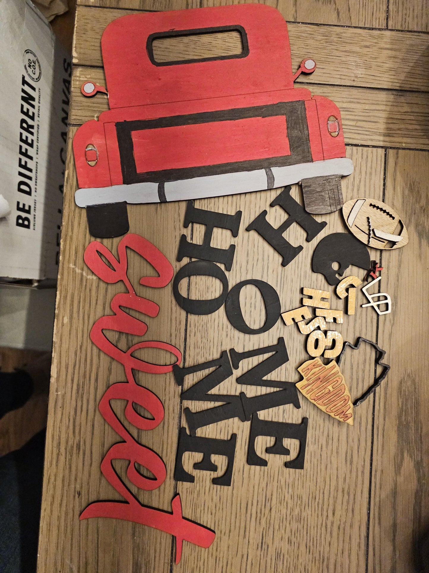 KC Chiefs Door Hanger Craft Kit, DIY Door Hanger, Welcome Sign Craft Kit Wooden Cutouts
