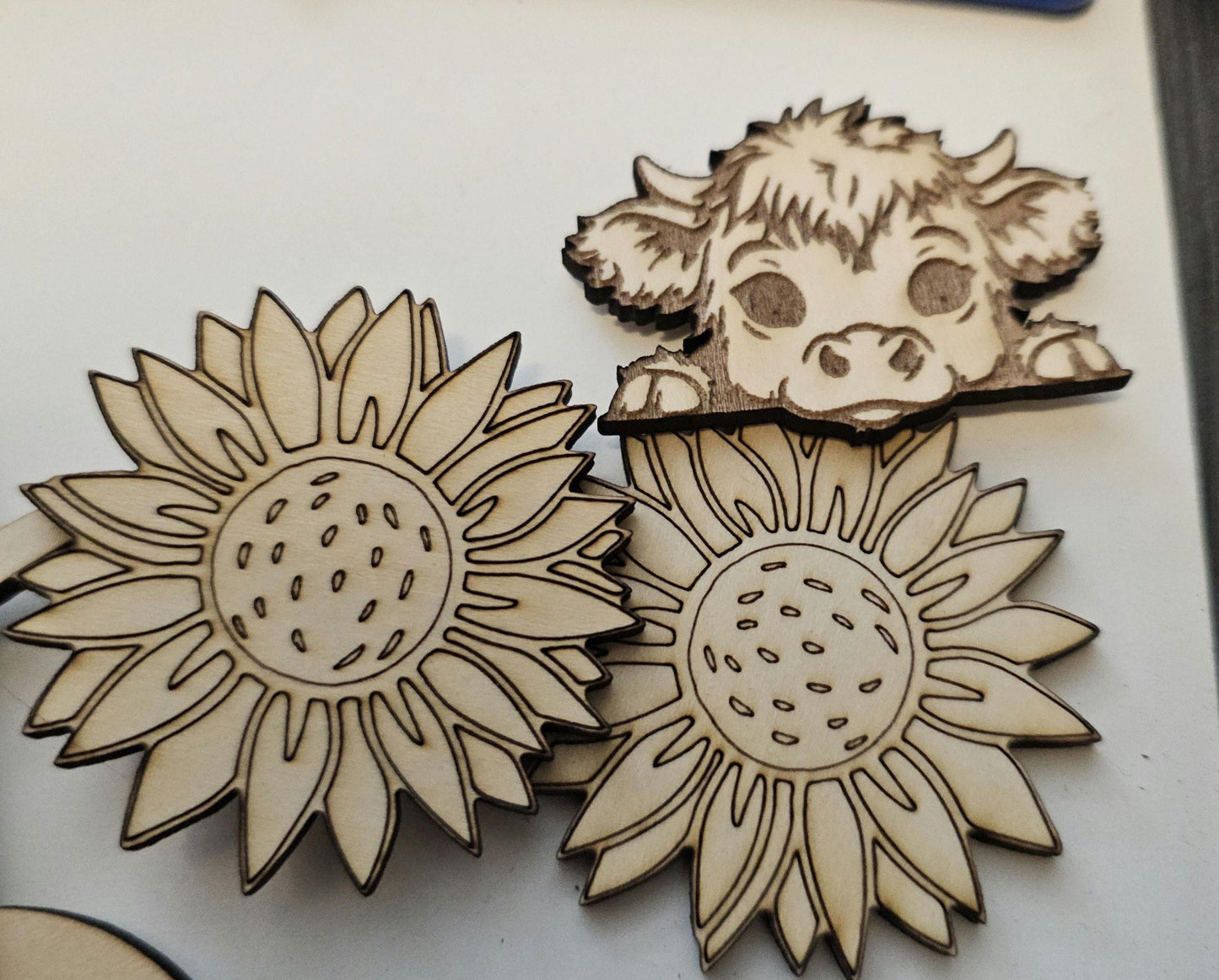 Farmhouse Door Hanger Craft Kit, DIY with a Farm Truck, Sunflowers and a Highland Cow DIY Welcome Sign Craft Kit with Wooden Cutouts