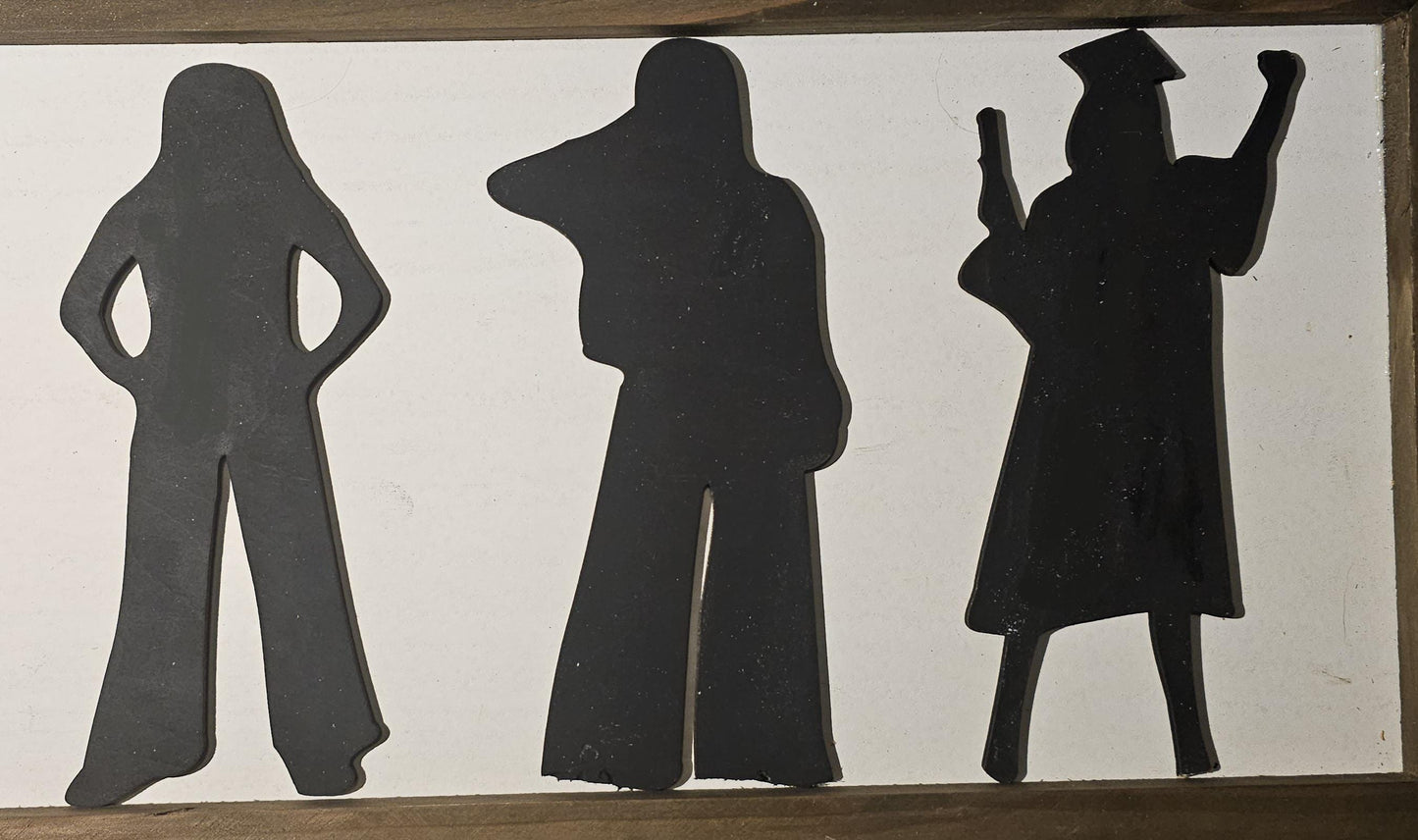 Framed Graduation Silhouette Art: Personalized Graduate Story Keepsake Sign -