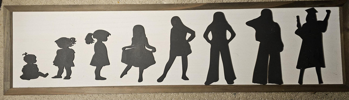 Framed Graduation Silhouette Art: Personalized Graduate Story Keepsake Sign -