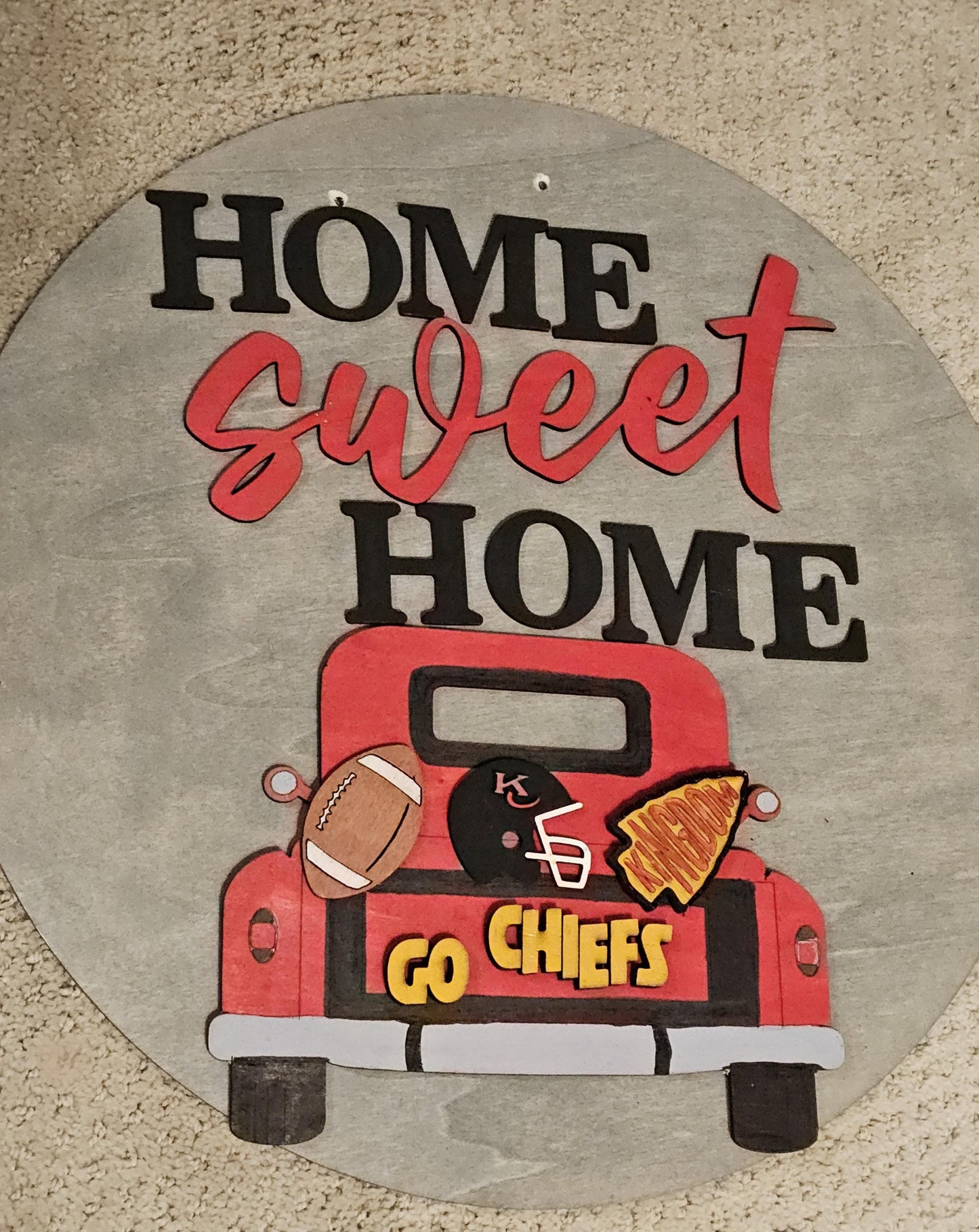 KC Chiefs Door Hanger Craft Kit, DIY Door Hanger, Welcome Sign Craft Kit Wooden Cutouts