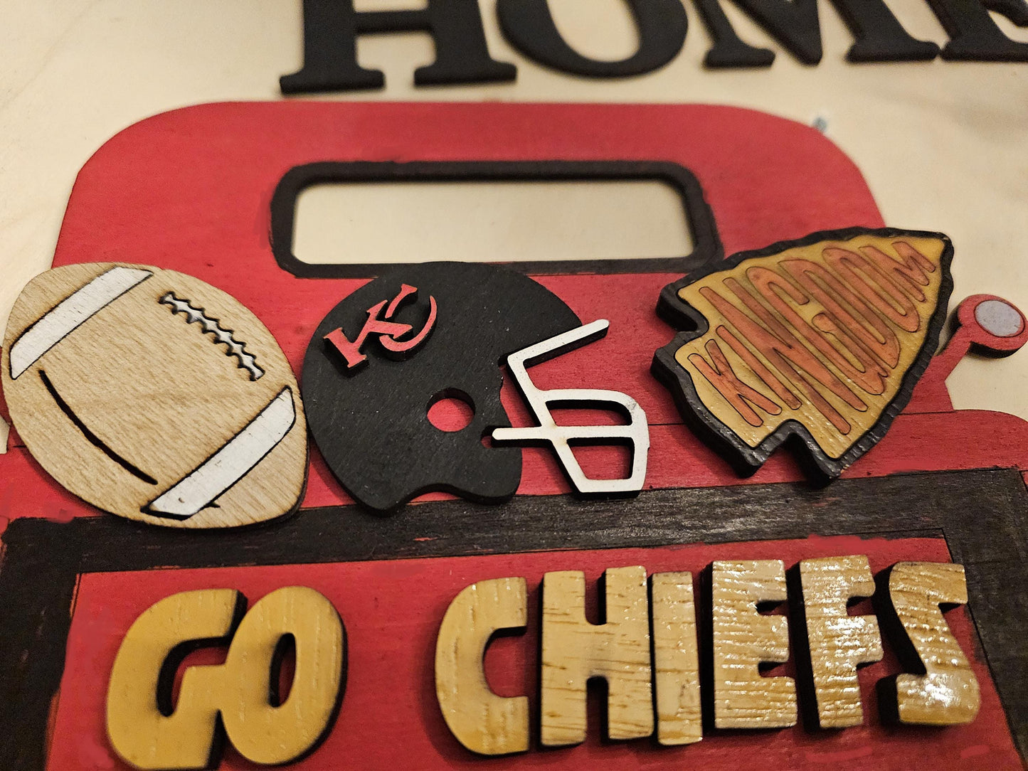 KC Chiefs Door Hanger Craft Kit, DIY Door Hanger, Welcome Sign Craft Kit Wooden Cutouts