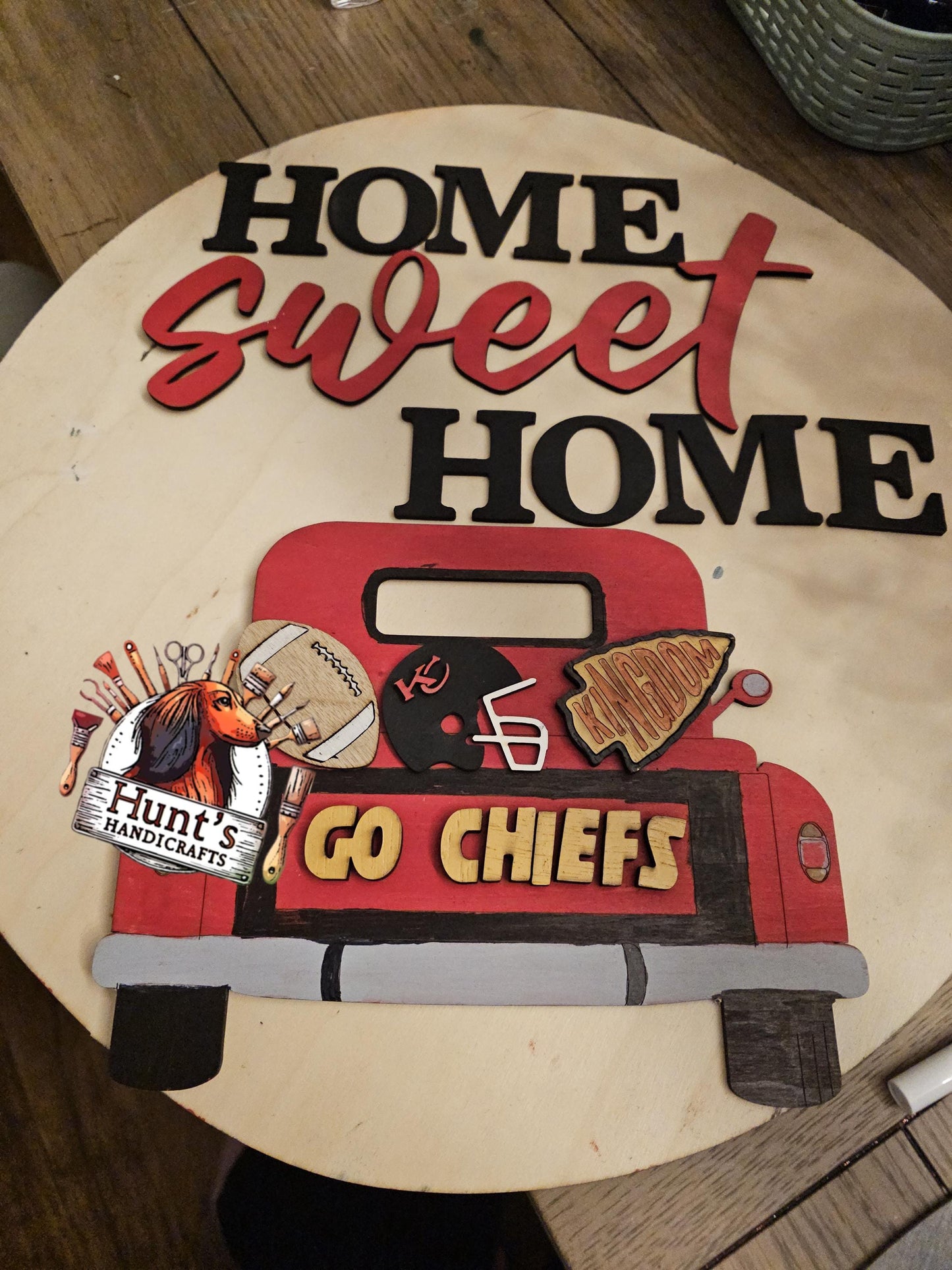 KC Chiefs Door Hanger Craft Kit, DIY Door Hanger, Welcome Sign Craft Kit Wooden Cutouts
