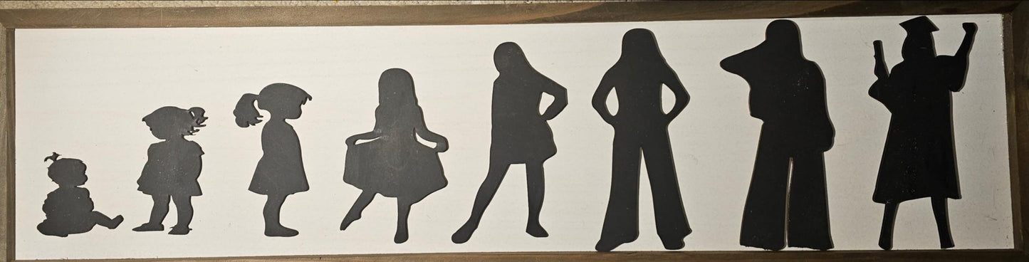 Framed Graduation Silhouette Art: Personalized Graduate Story Keepsake Sign -