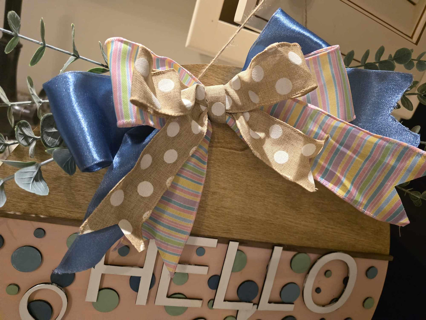Hello Spring 3D Door Hanger with Wooden Cutouts 4 sizes