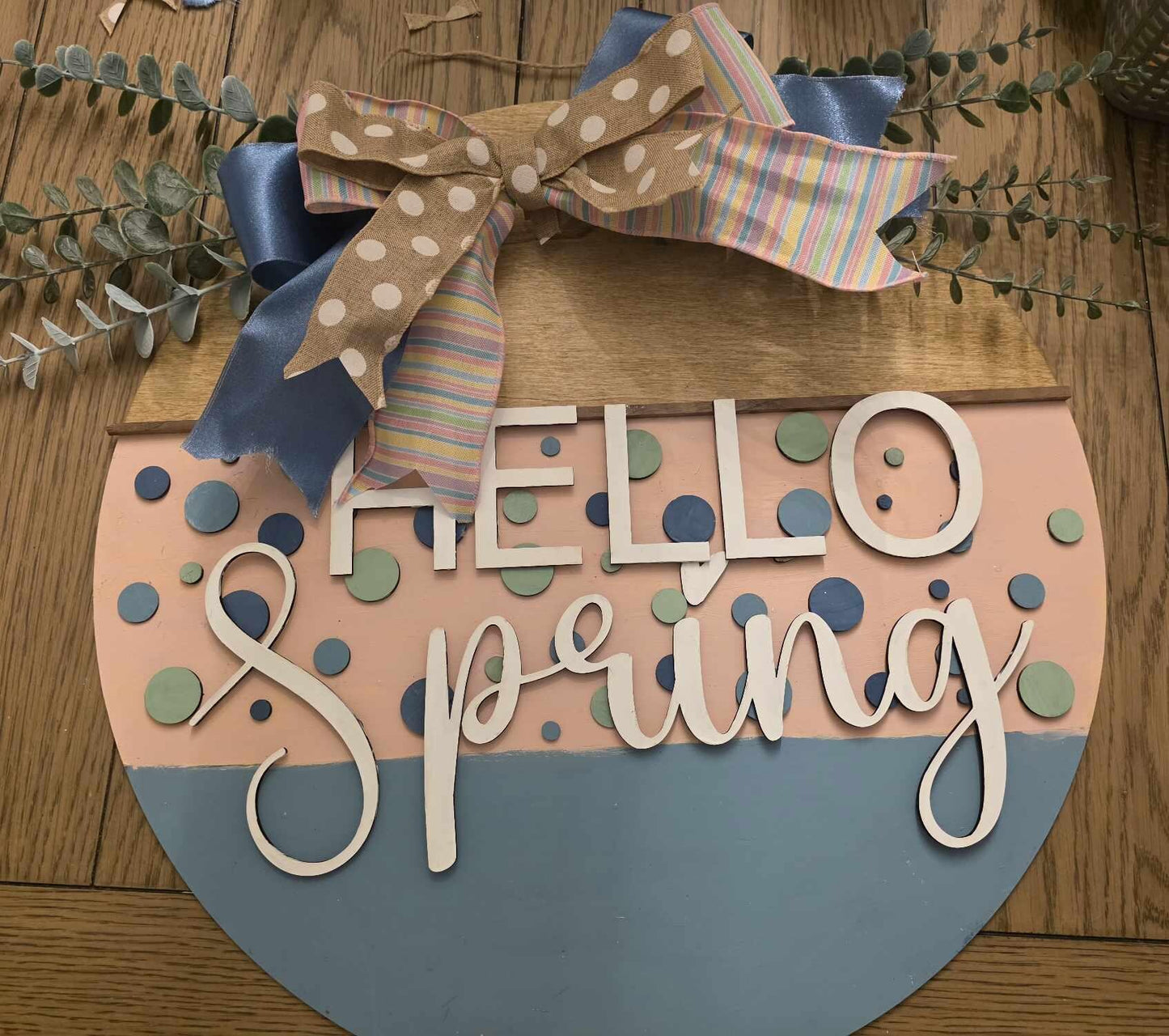 Hello Spring 3D Door Hanger with Wooden Cutouts 4 sizes