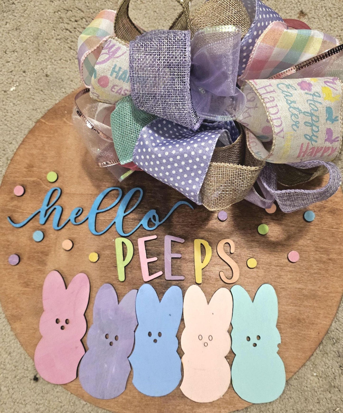 Easter Door Hanger, 12 inches Happy Easter Welcome Sign, Easter Decor