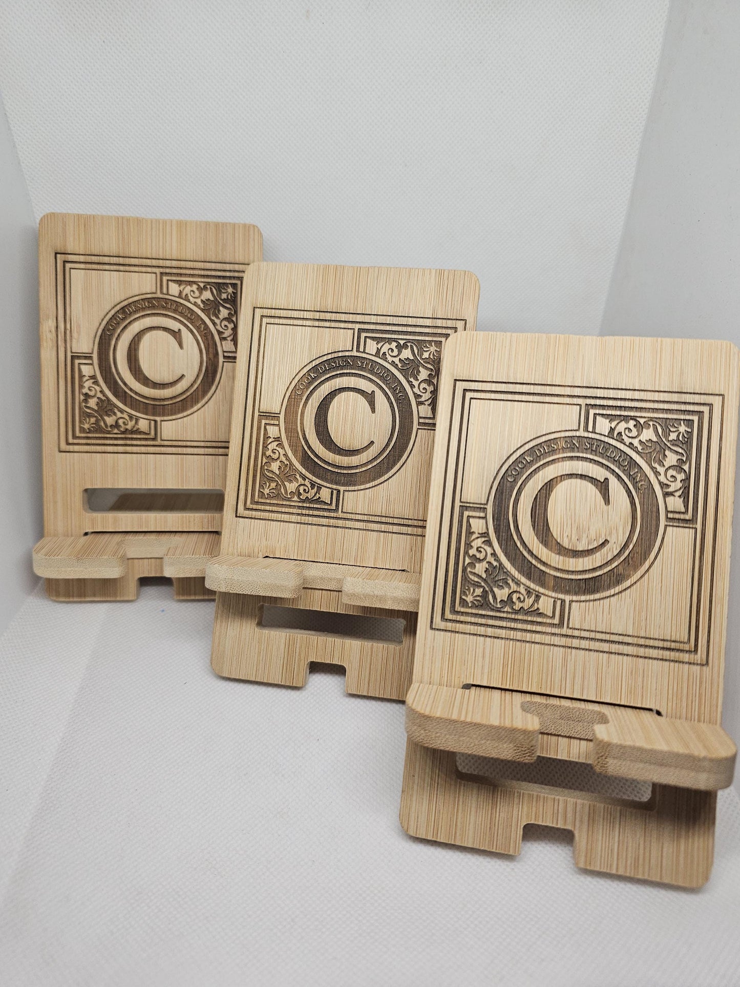 Phone Stand Your Logo or Monogram Engraved Into a bamboo, personalized gift, custom logo engravings, makes the perfect employee gif, gift