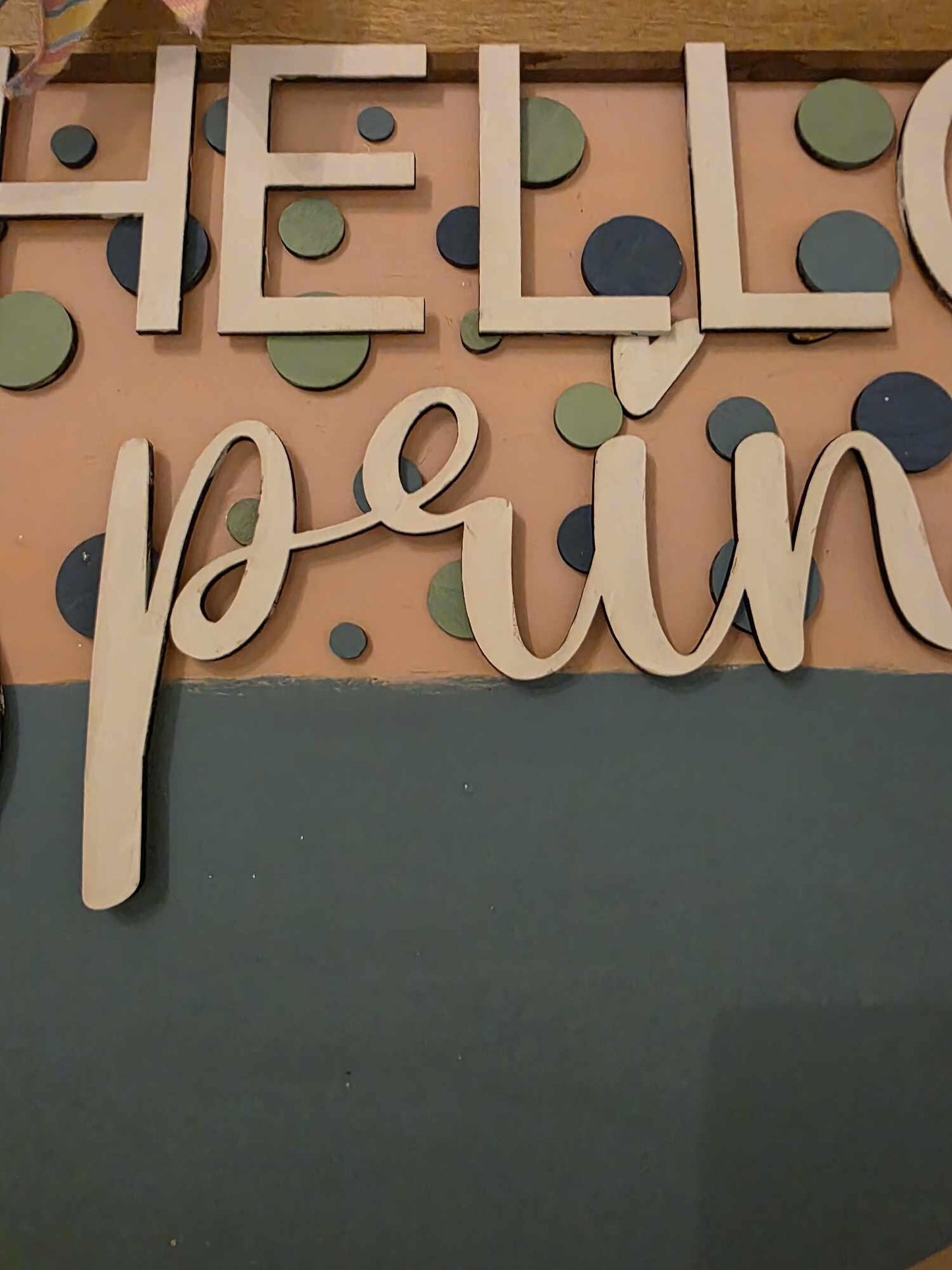 Hello Spring 3D Door Hanger with Wooden Cutouts 4 sizes