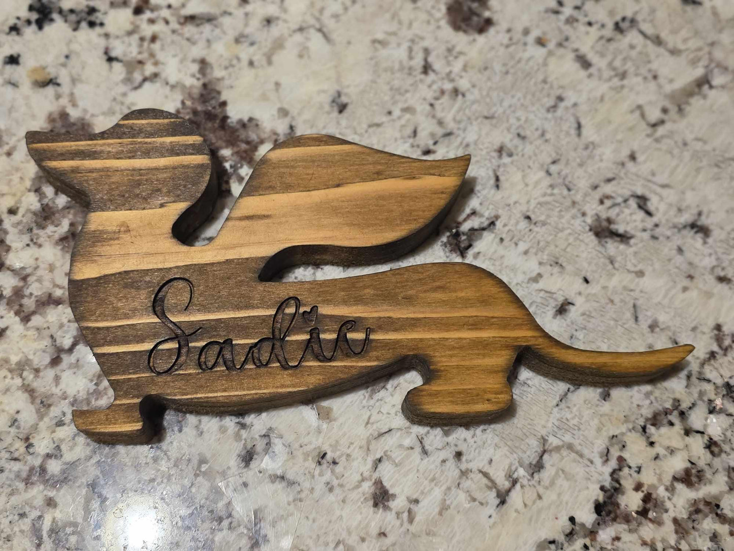 Dog with Wings Memorial 10in Wooden Tombstone, choice of Cyprus or Cedar Wood Pet Remembrance Gift