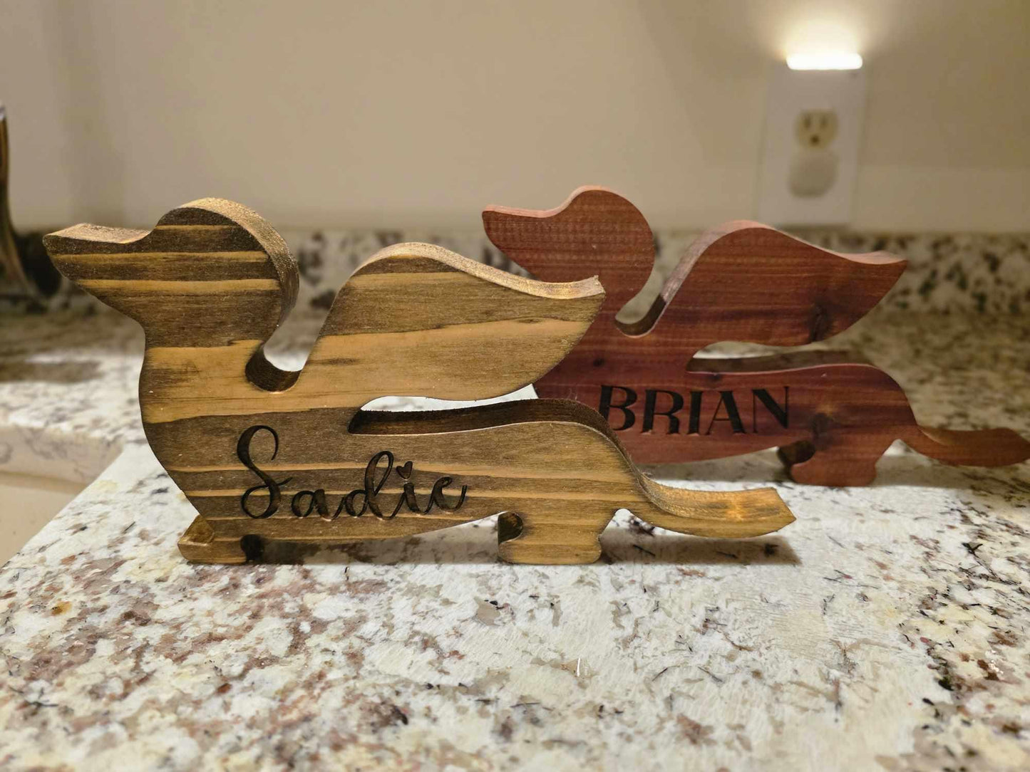 Dog with Wings Memorial 10in Wooden Tombstone, choice of Cyprus or Cedar Wood Pet Remembrance Gift