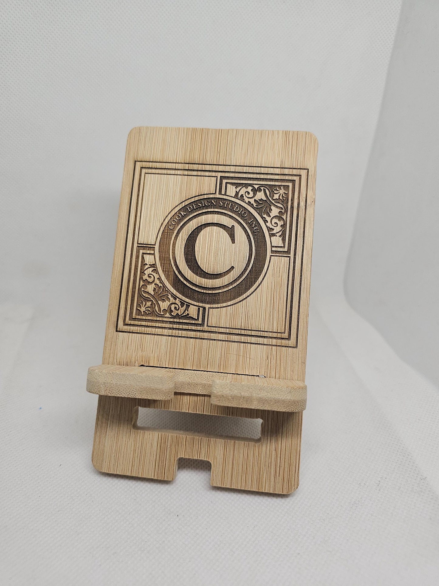 Phone Stand Your Logo or Monogram Engraved Into a bamboo, personalized gift, custom logo engravings, makes the perfect employee gif, gift