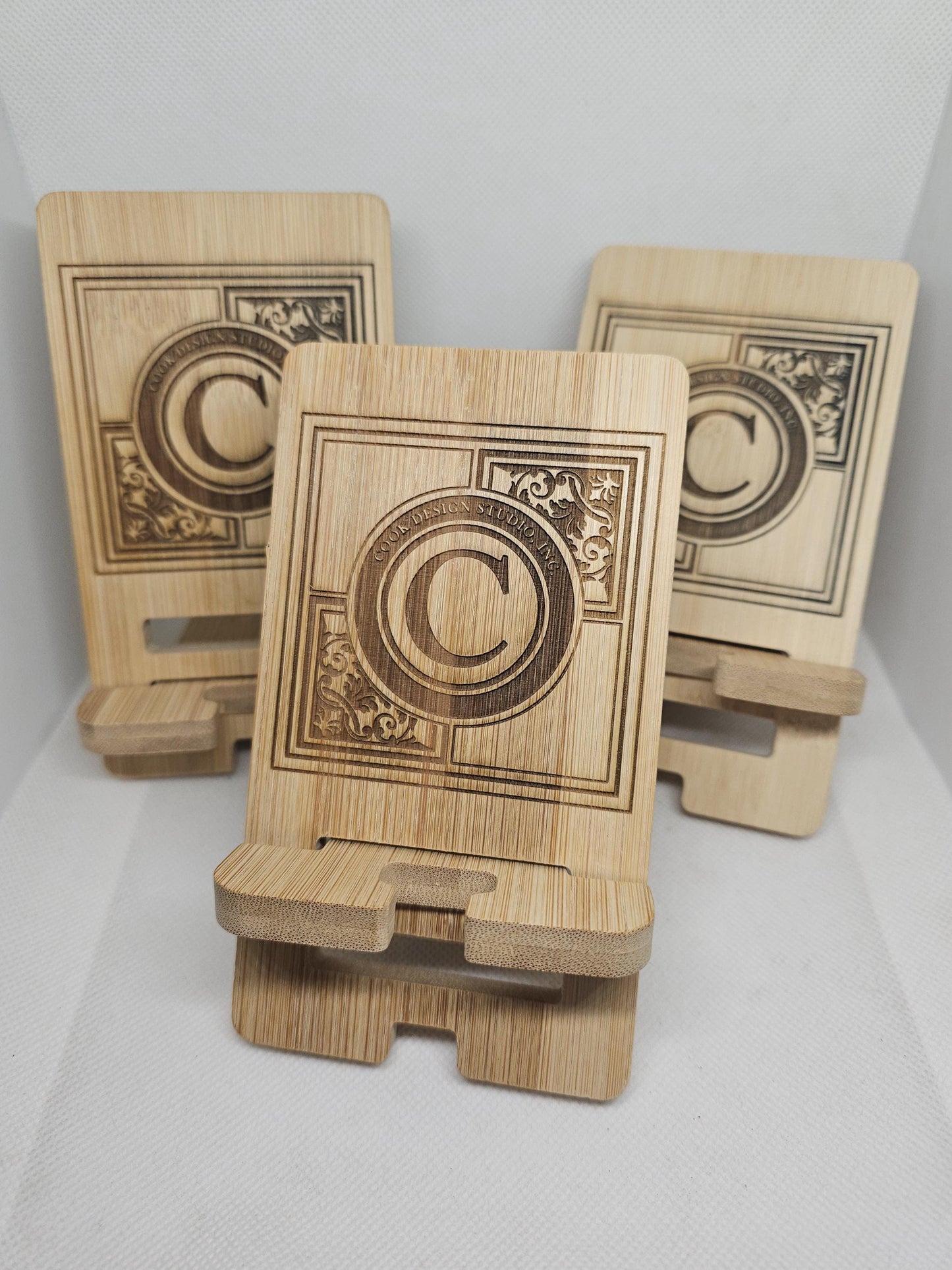 Phone Stand Your Logo or Monogram Engraved Into a bamboo, personalized gift, custom logo engravings, makes the perfect employee gif, gift