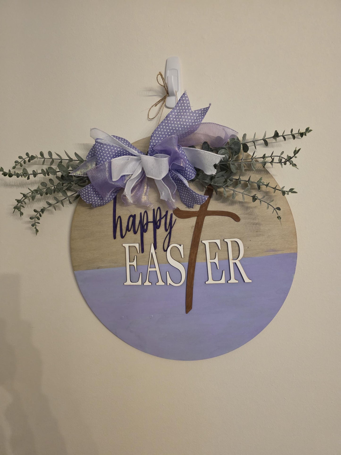 Christian Easter Door Hanger, Easter with a cross, Happy Easter Sign, Easter Decor