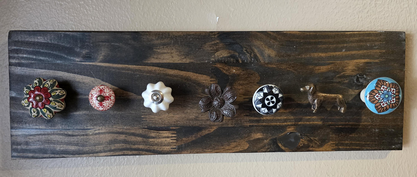 Custom Wood Key Holder with Antique Knobs - Rustic Wall Mount Organizer for Keys & Small Items, Handmade Gift Decor