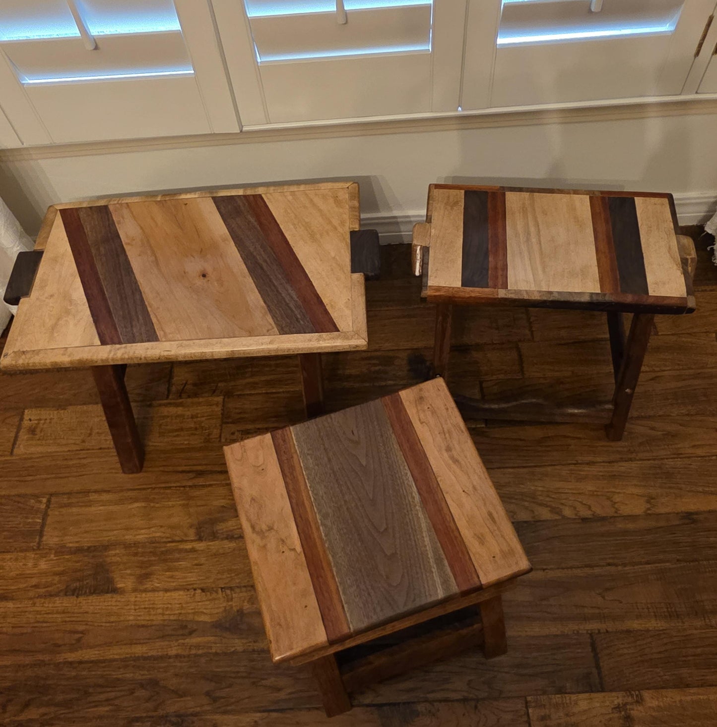 Handmade Wooden Stools in Walnut, Padauk, Maple & Pecan, Durable Seating for Living Room, Unique Gift for Wood Lovers