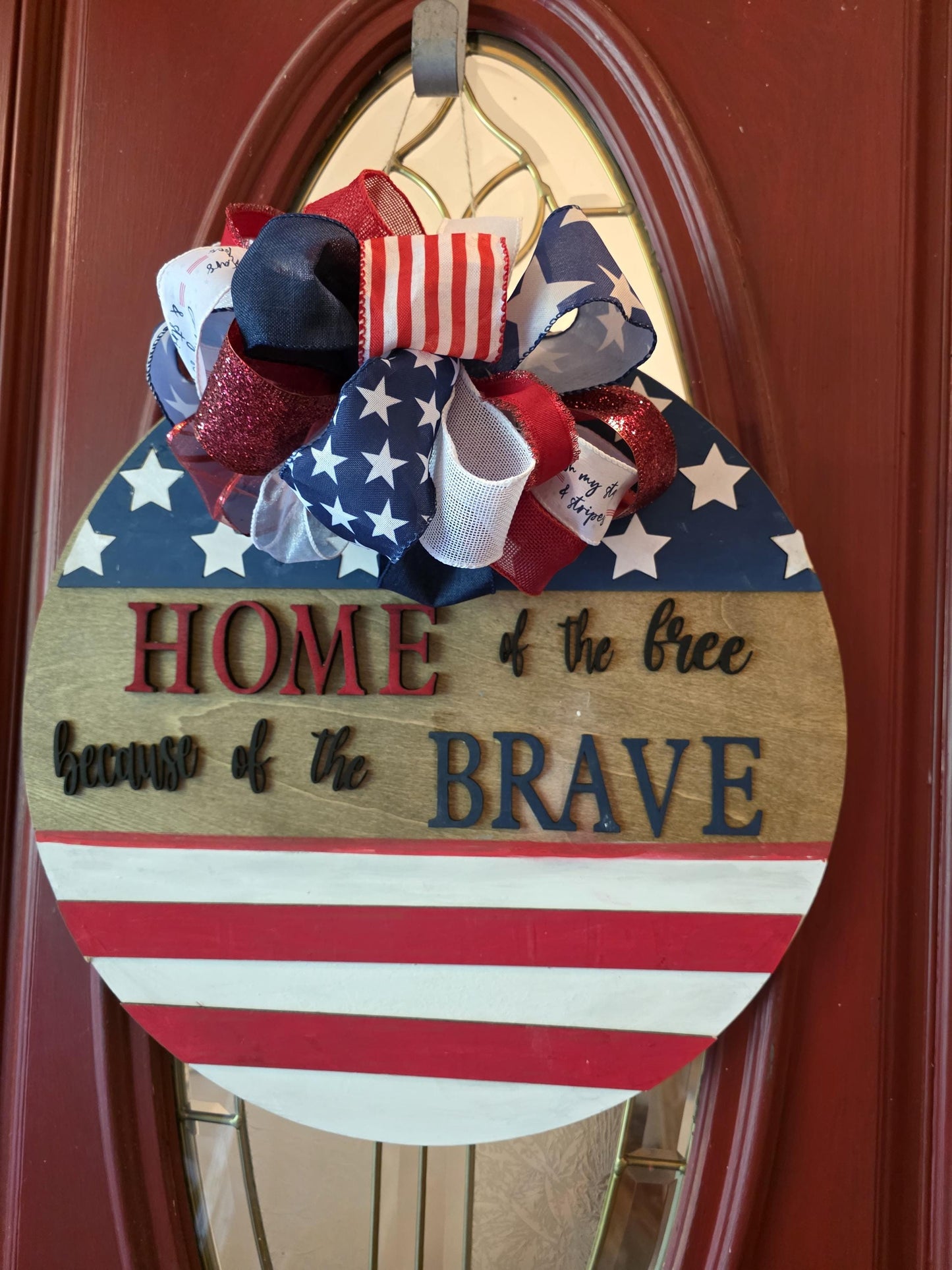 Two Patriotic Door Hangers Available - Veterans Day and Memorial Day Decor for Front Door, American Flag Welcome Sign
