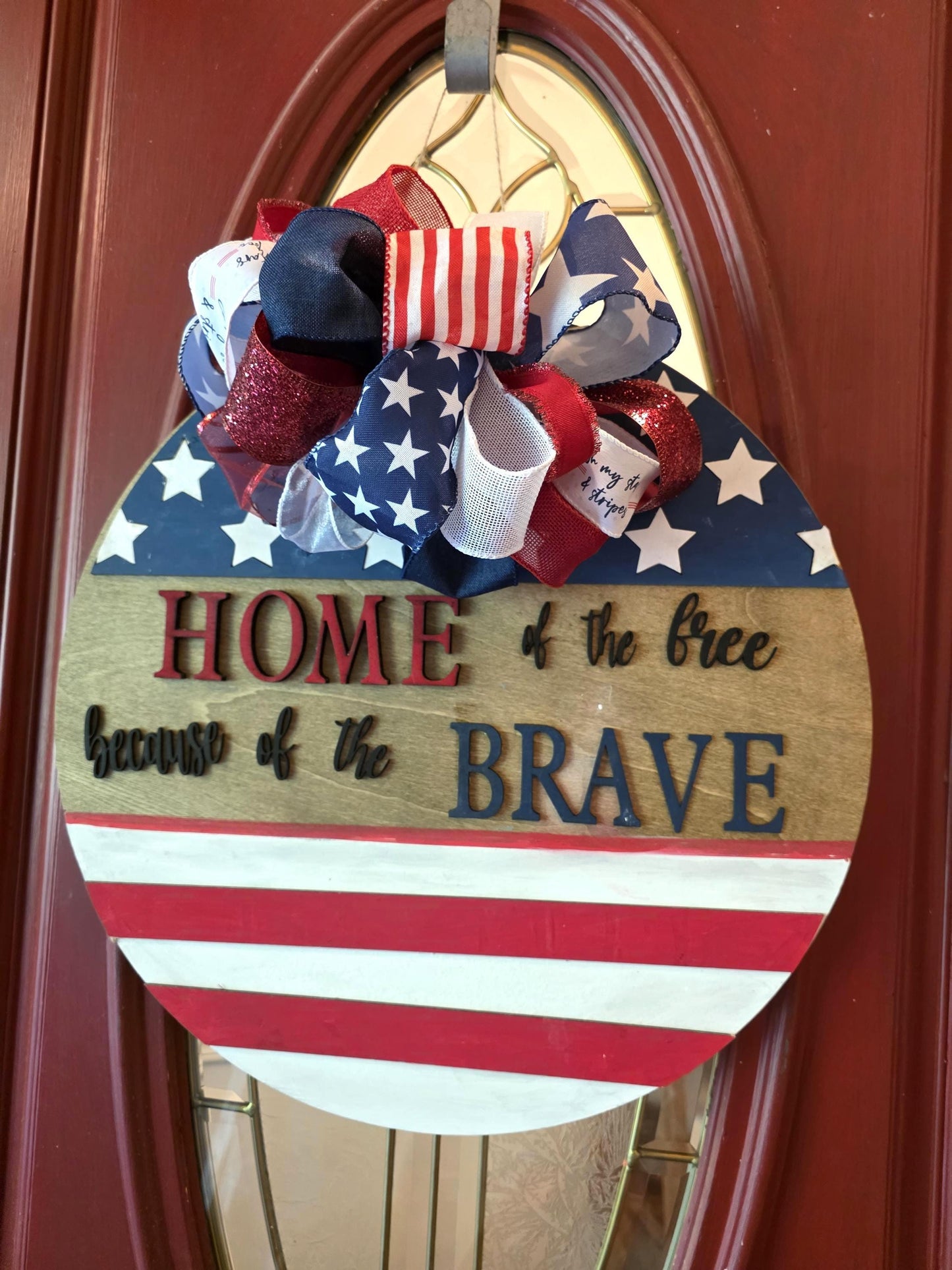 Two Patriotic Door Hangers Available - Veterans Day and Memorial Day Decor for Front Door, American Flag Welcome Sign