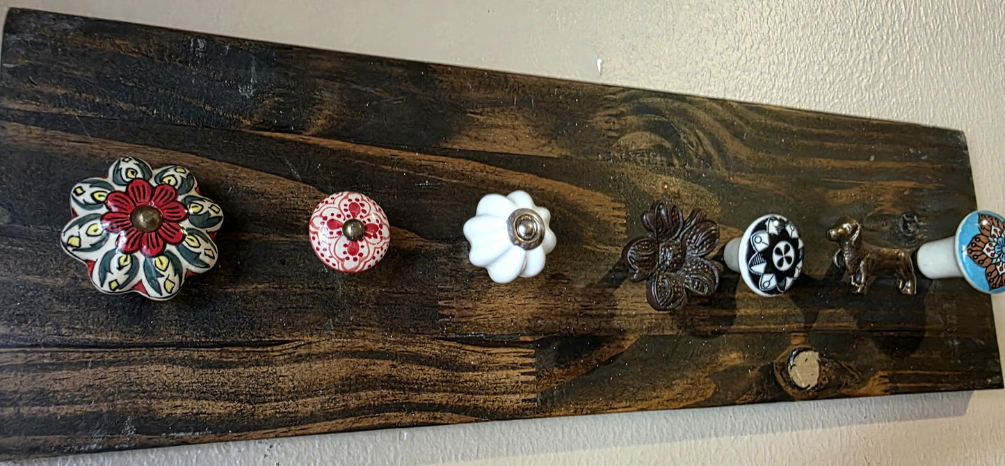 Custom Wood Key Holder with Antique Knobs - Rustic Wall Mount Organizer for Keys & Small Items, Handmade Gift Decor
