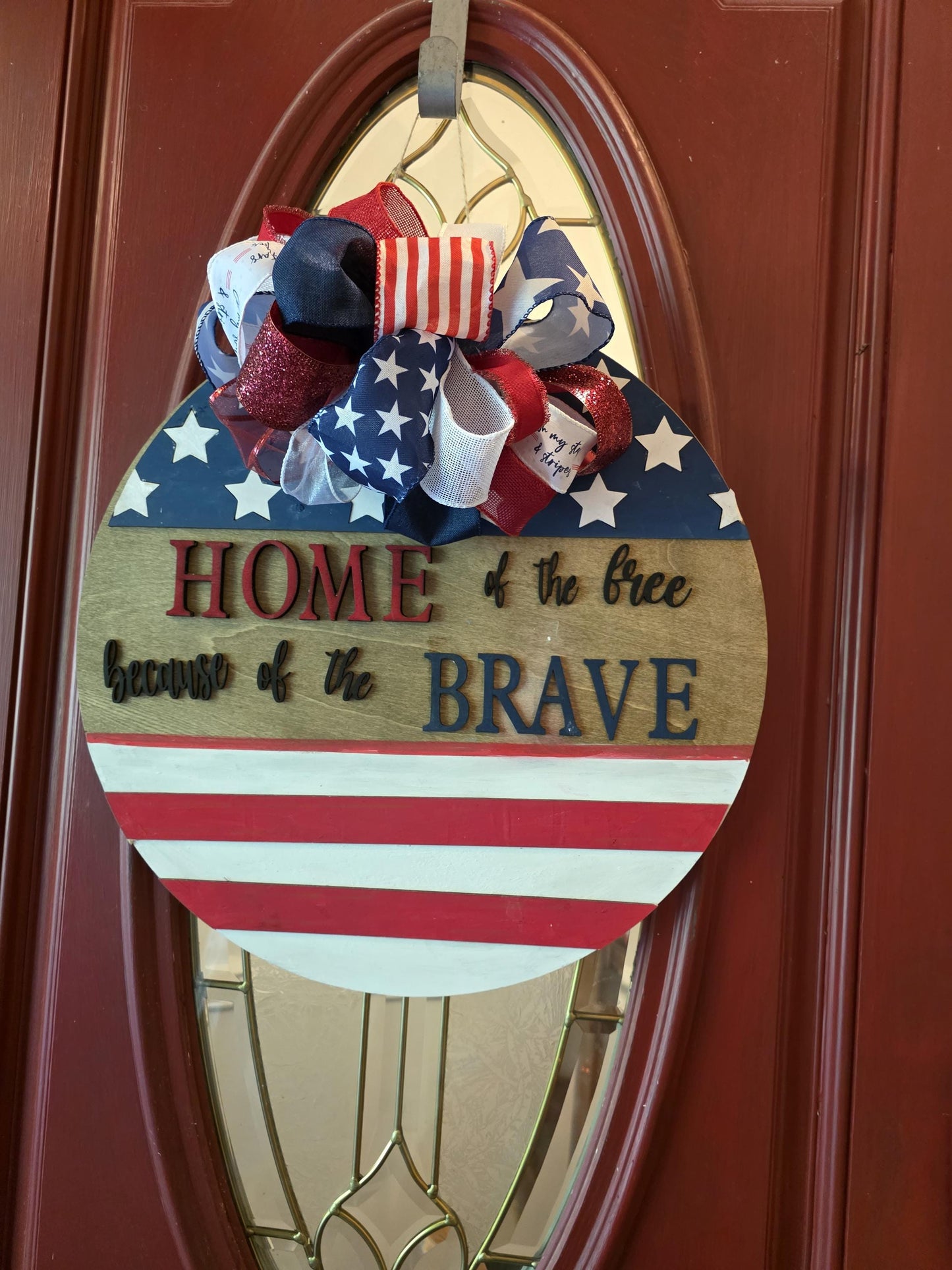 Two Patriotic Door Hangers Available - Veterans Day and Memorial Day Decor for Front Door, American Flag Welcome Sign