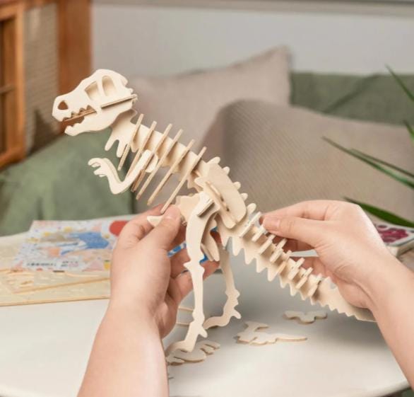 Dinosaur Build and Paint Set: DIY wooden Craft Decor Gift for kids