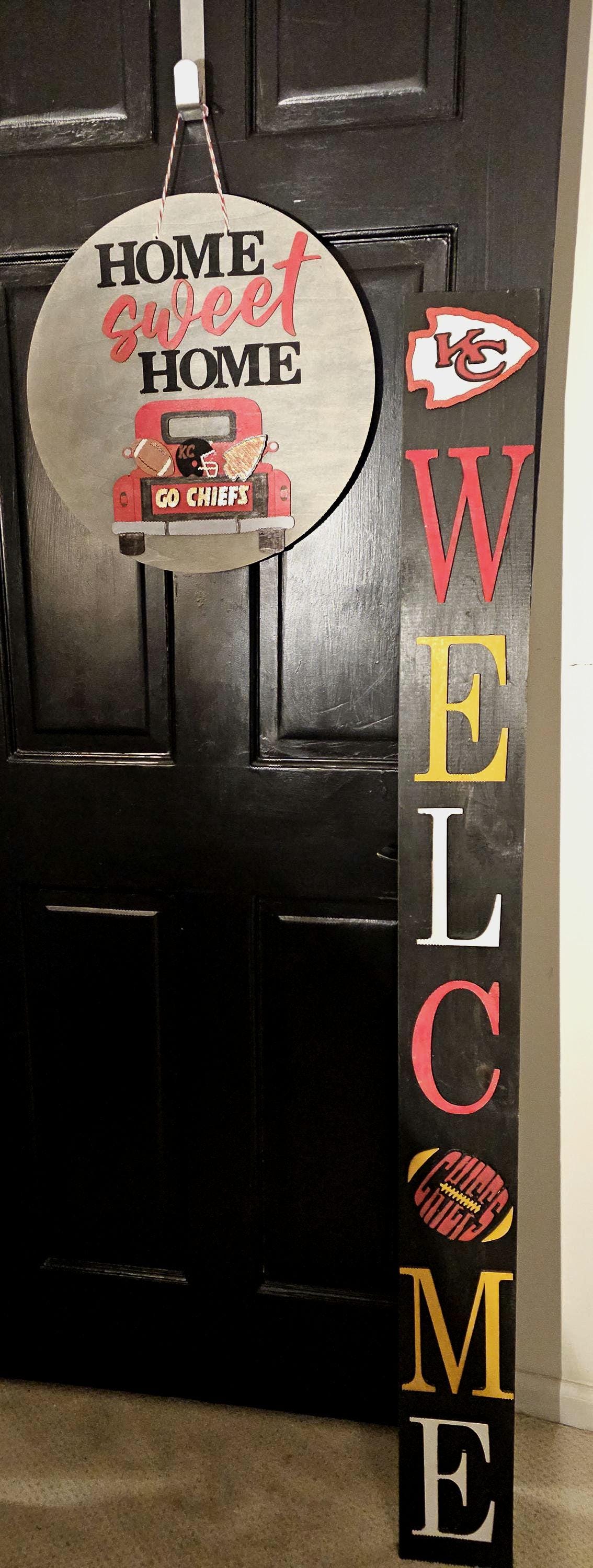 KC Chiefs Porch Welcome Sign Leaner 6 Design Options and 3 Sizes