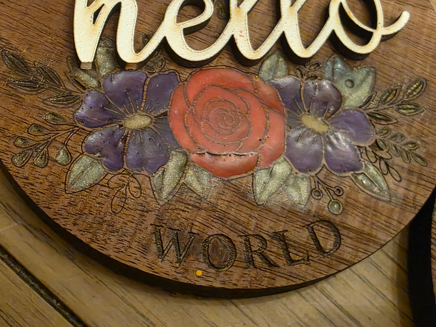 Baby Monthly Milestone Discs - Wood with UV Resin Flowers
