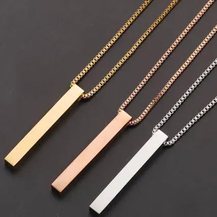 Personalized Bar Necklace, Engraved Name Date Jewelry, Stainless Steel 3 colors| Senior gift