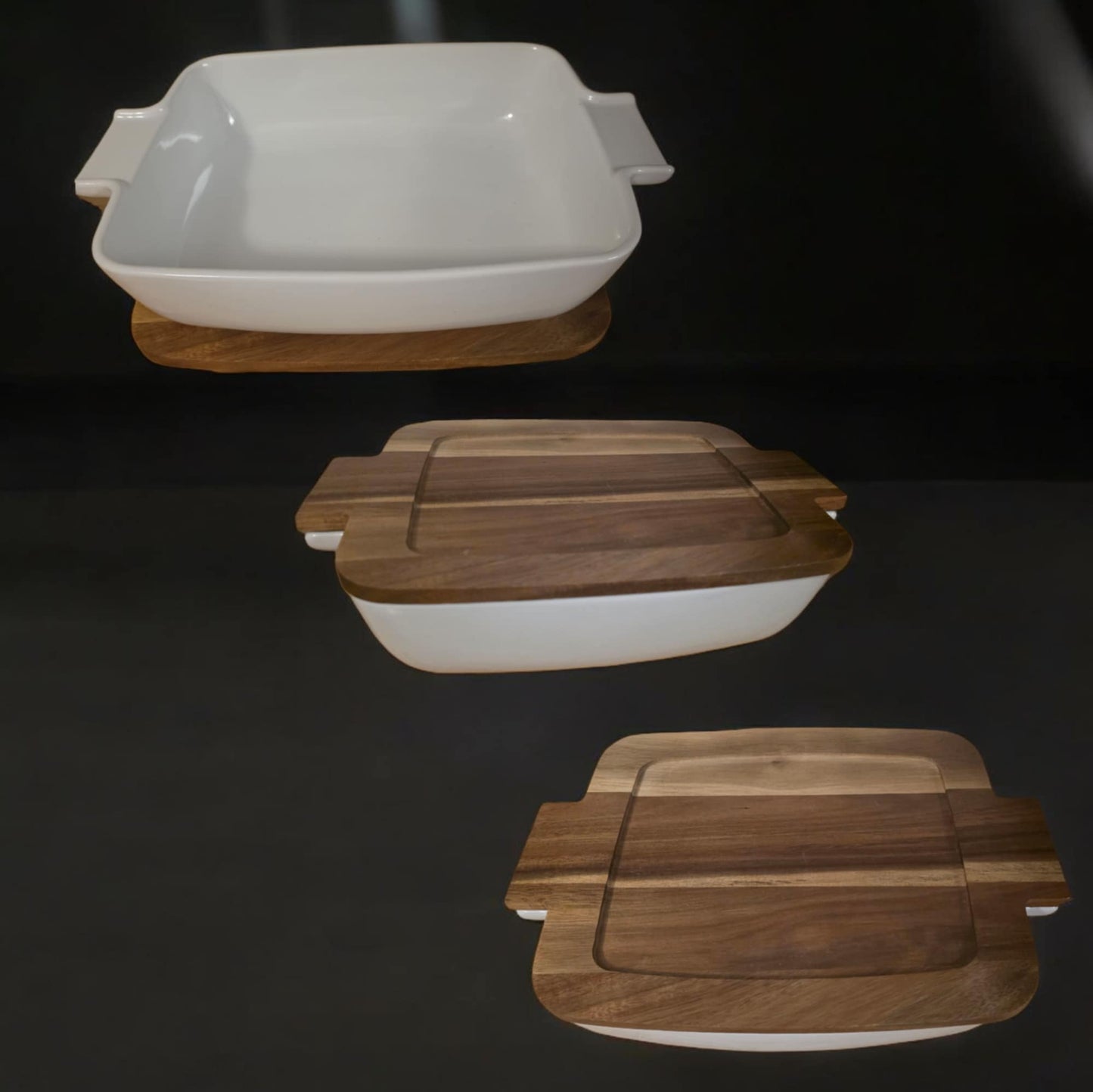 Personalized Casserole Dish, Acacia Oven to Table Serve ware 13.39 x 9.06 x 3.39 in