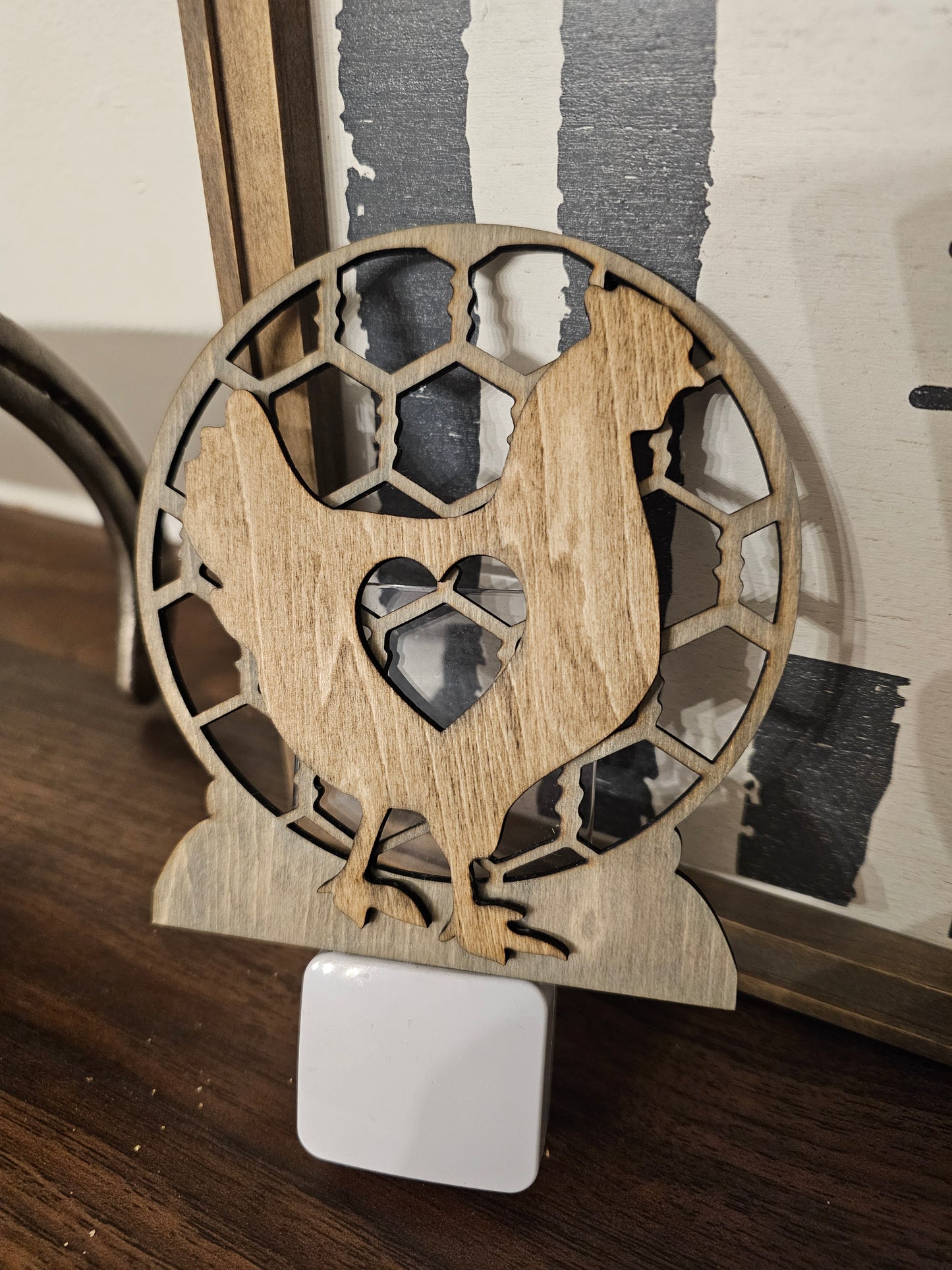 Handmade Wooden Night Light - Chicken, Mushroom or Custom