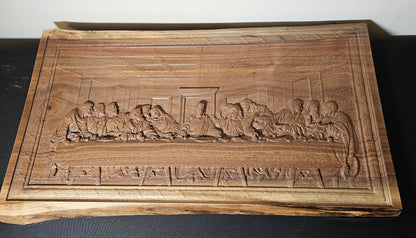 Last Supper Engraved On Live Edge Walnut