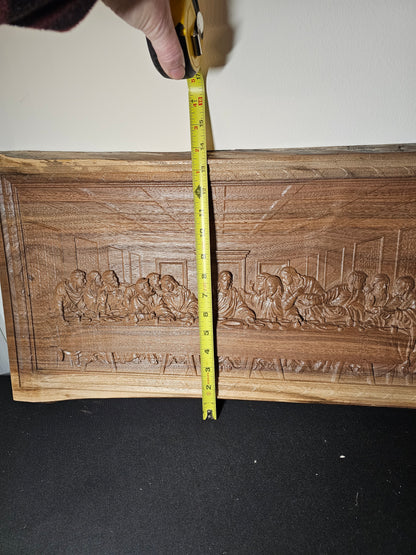 Last Supper Engraved On Live Edge Walnut