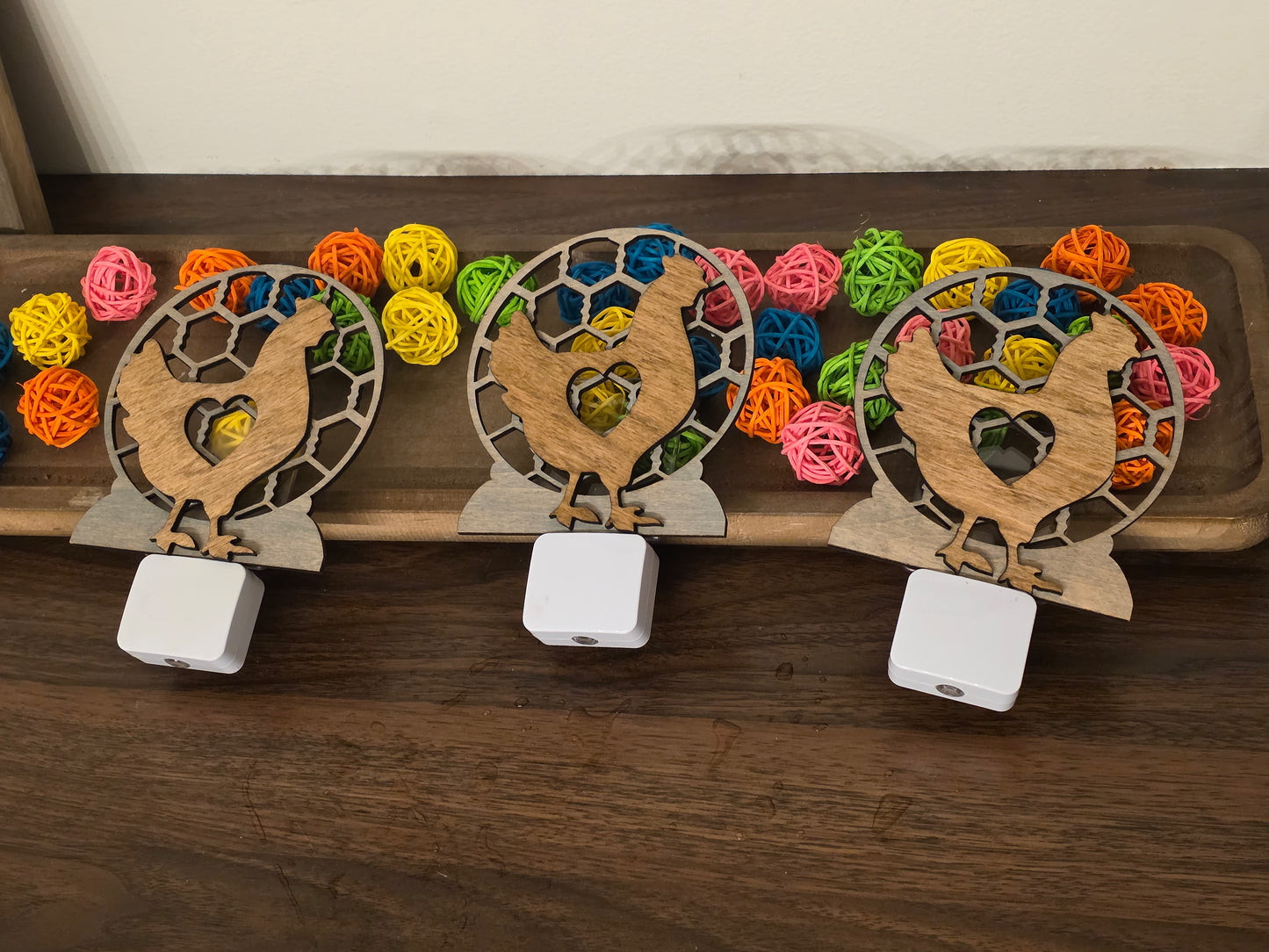 Handmade Wooden Night Light - Chicken, Mushroom or Custom