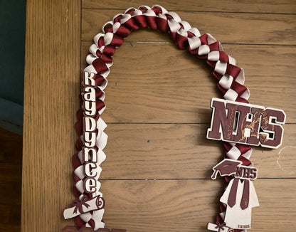 🎓 Custom Graduation Lei – Personalized Ribbon Lei with Name, School & Year 🎓