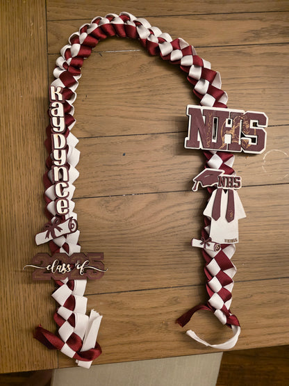 🎓 Custom Graduation Lei – Personalized Ribbon Lei with Name, School & Year 🎓