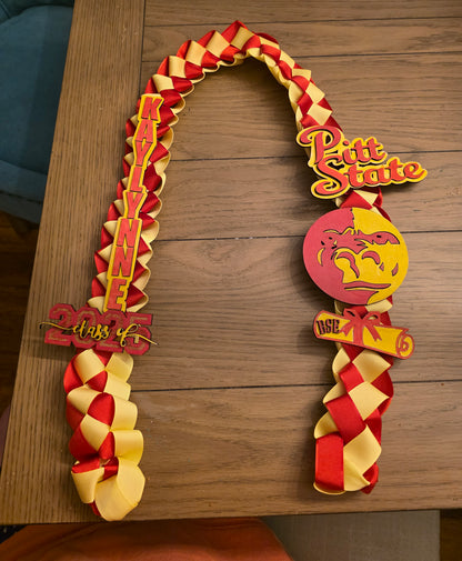🎓 Custom Graduation Lei – Personalized Ribbon Lei with Name, School & Year 🎓