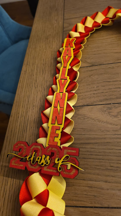 🎓 Custom Graduation Lei – Personalized Ribbon Lei with Name, School & Year 🎓