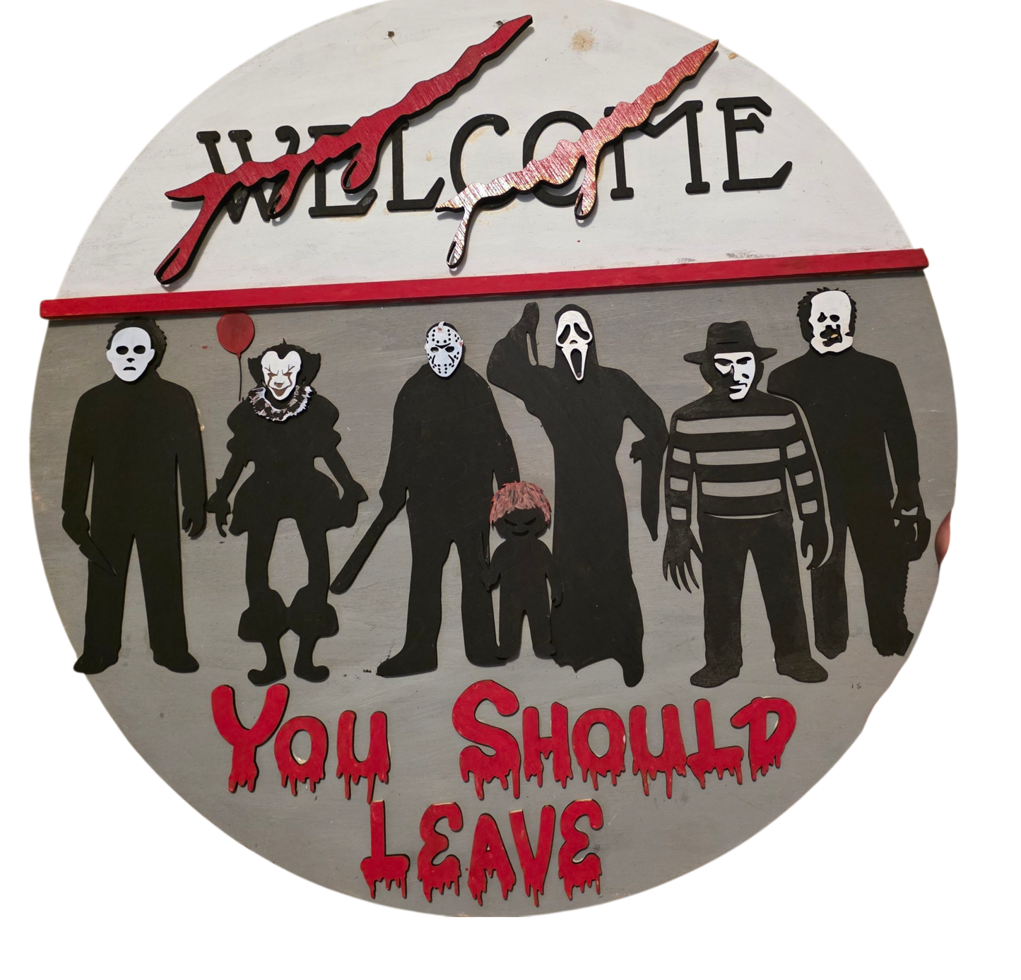 Haunted Entryway | Spooky Front Door Hanger for Halloween Decor | Welcome sign