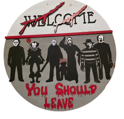 Haunted Entryway Spooky Front Door Hanger For Halloween Decor Welcome Sign