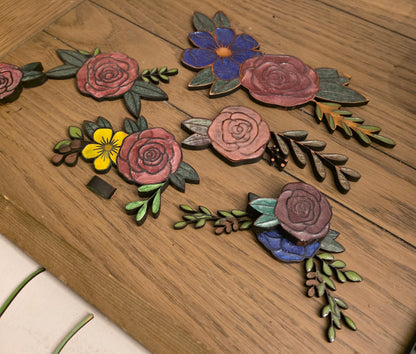 Girls Name SIgn - engraved and resin filled flowers