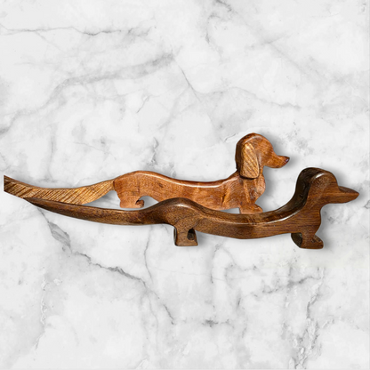 Hand Carved Dachshund Mango Redwood Walnut Purple Heart Handcrafted Doxie