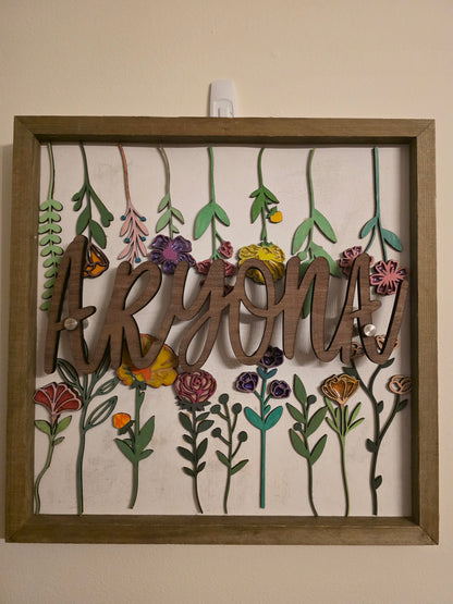 Girls Name SIgn - engraved and resin filled flowers