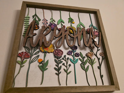 Girls Name SIgn - engraved and resin filled flowers