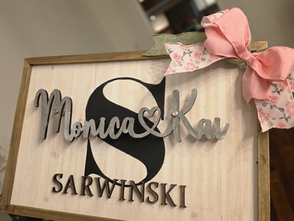 3D Family Name Sign - Last Name Sign - Farmhouse decor wedding gift