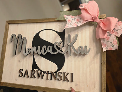 3D Family Name Sign - Last Name Sign - Farmhouse decor wedding gift