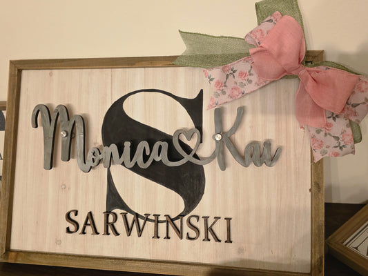 Family Name Sign - 3D Last Name Sign - Farmhouse decor wedding gift - Monogram Name Sign