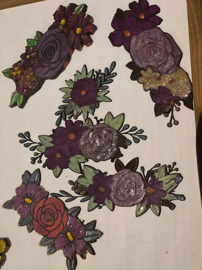 Walnut Cedar Engraved Border Flowers Uv Resin Filled Frame Flowers Custom Engraved Accents