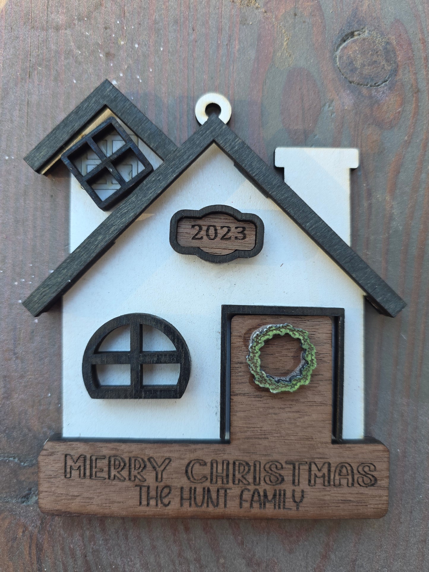 Personalized Wooden House Christmas Ornament – First Christmas in New Home Keepsake