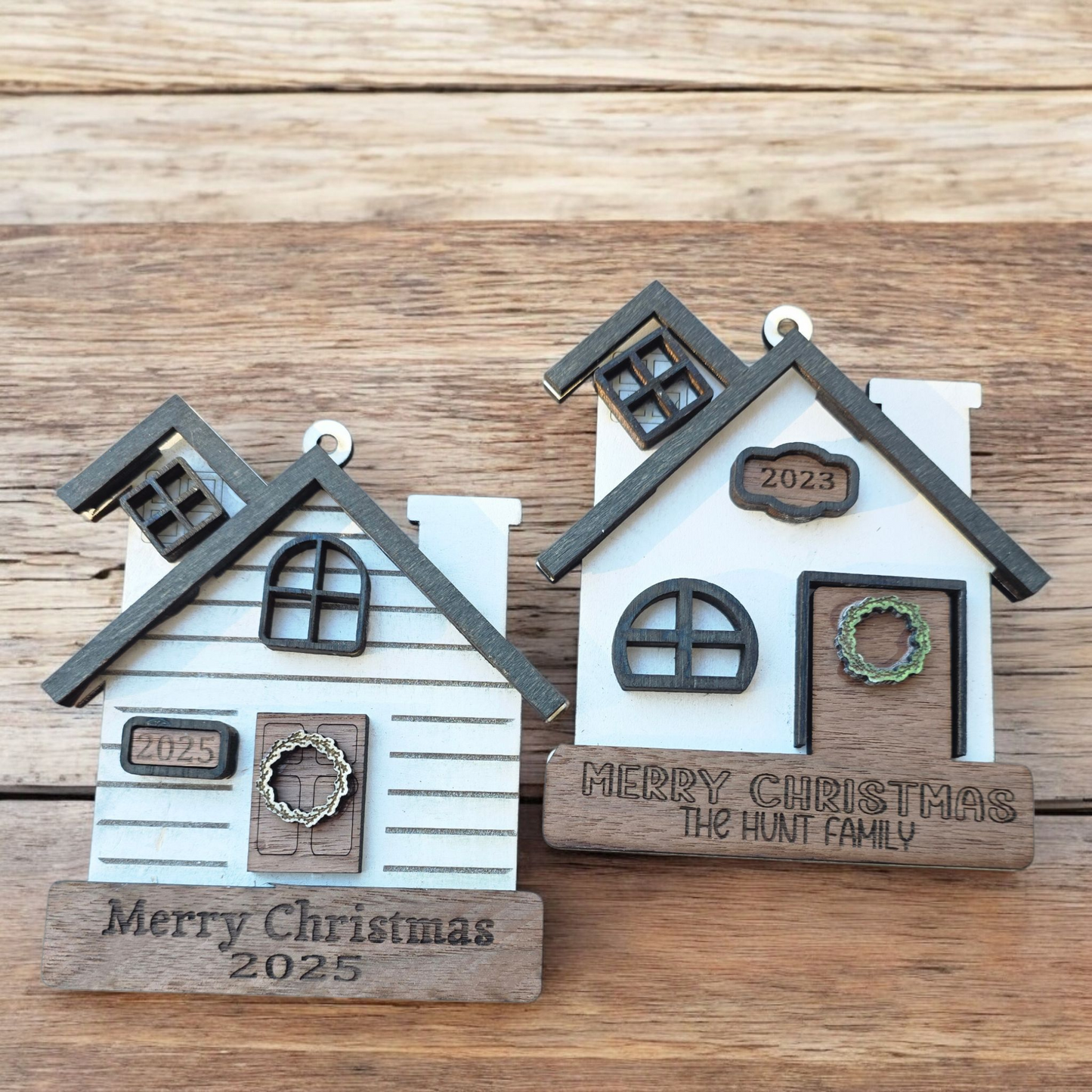 Personalized Wooden House Christmas Ornament – First Christmas in New Home Keepsake